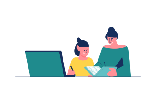 Kids having online lessons concept illustration