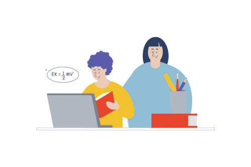 Kids having online lessons concept illustration