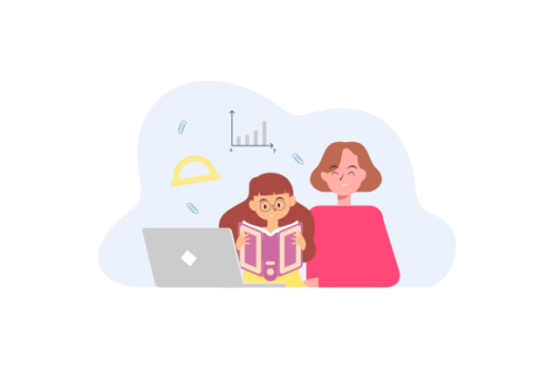 Kids having online lessons concept illustration