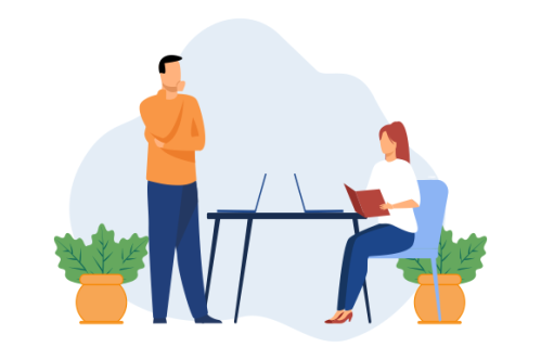 Business consulting concept illustration. Flat design with cartoon characters