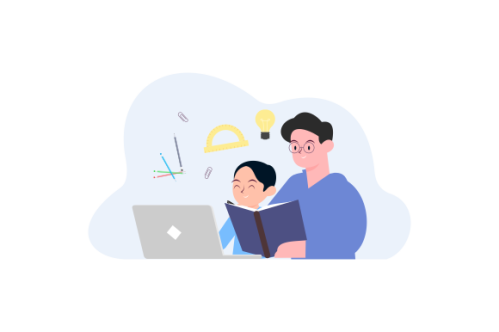 Kids having online lessons concept illustration