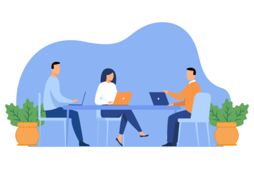 Business consulting concept illustration. Flat design with cartoon characters