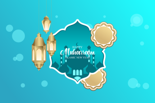 Realistic islamic new year poster concept