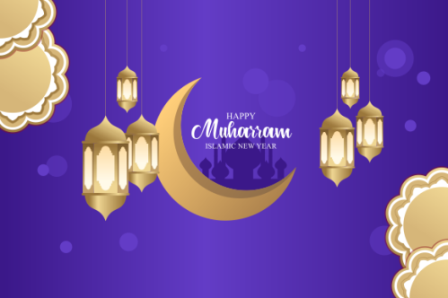 Realistic islamic new year poster concept