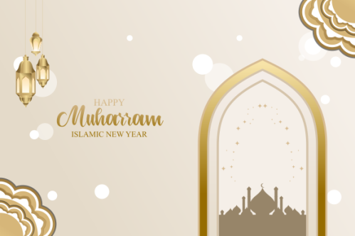 Realistic islamic new year poster concept