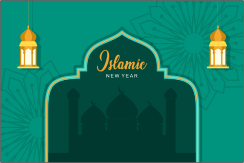 Realistic islamic new year poster concept