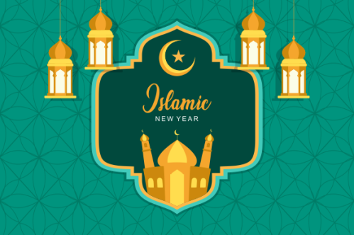 Realistic islamic new year poster concept