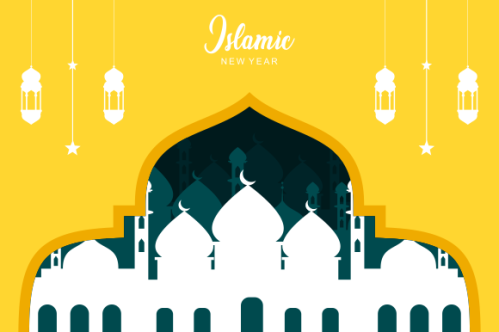 Realistic islamic new year poster concept