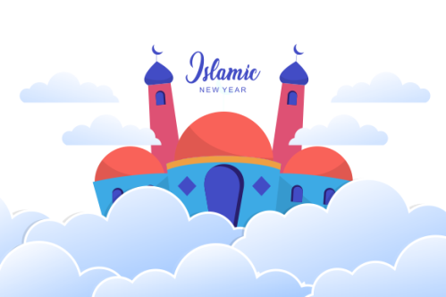 Realistic islamic new year poster concept