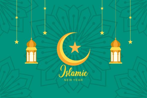 Realistic islamic new year poster concept