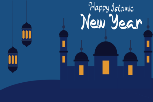 Realistic islamic new year poster concept