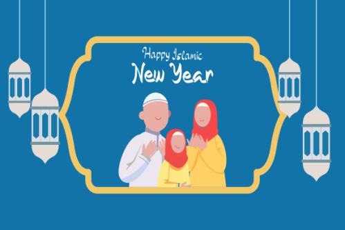 Realistic islamic new year poster concept