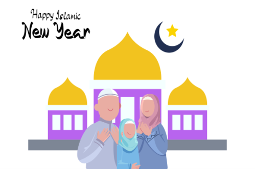 Realistic islamic new year poster concept
