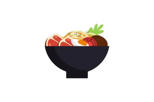Japanese ramen on a bowl, noodle soup in chinese bowl asian food illustration
