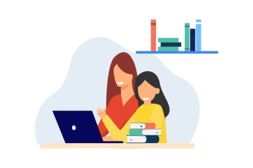 Kids having online lessons concept illustration