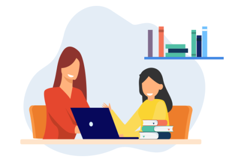 Kids having online lessons concept illustration