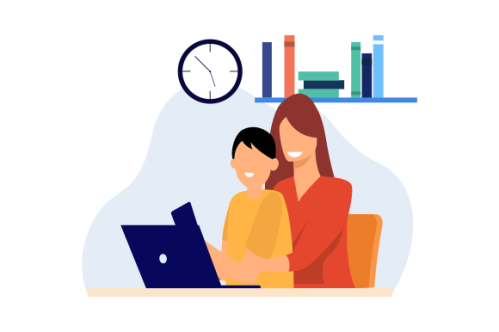 Kids having online lessons concept illustration