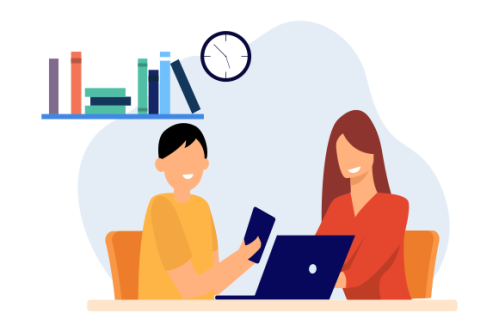 Kids having online lessons concept illustration