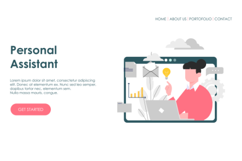 Online customer support, personal AI virtual assistant, internet IVR chat bot landing page concepts 