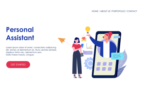 Online customer support, personal AI virtual assistant, internet IVR chat bot landing page concepts 