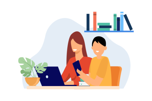 Kids having online lessons concept illustration