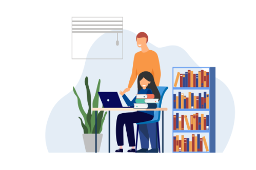 Kids having online lessons concept illustration