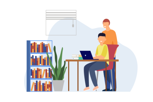 Kids having online lessons concept illustration