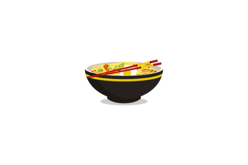 Japanese ramen on a bowl, noodle soup in chinese bowl asian food illustration