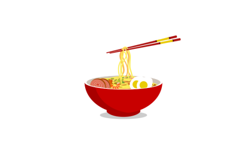 Japanese ramen on a bowl, noodle soup in chinese bowl asian food illustration