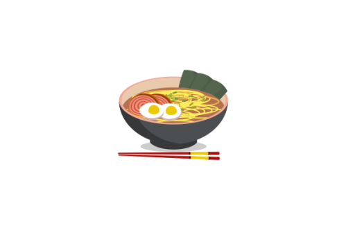 Japanese ramen on a bowl, noodle soup in chinese bowl asian food illustration