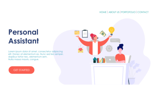 Online customer support, personal AI virtual assistant, internet IVR chat bot landing page concepts 