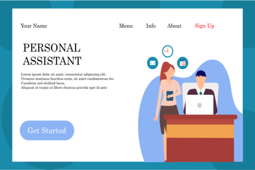 Online customer support, personal AI virtual assistant, internet IVR chat bot landing page concepts 