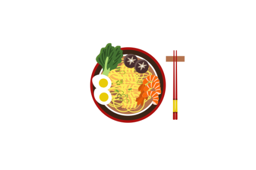 Japanese ramen on a bowl, noodle soup in chinese bowl asian food illustration