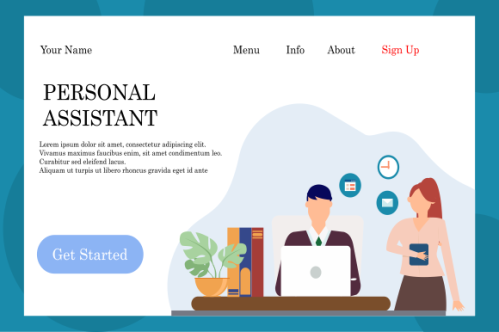 Online customer support, personal AI virtual assistant, internet IVR chat bot landing page concepts 