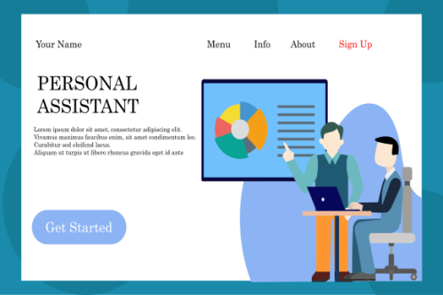 Online customer support, personal AI virtual assistant, internet IVR chat bot landing page concepts 