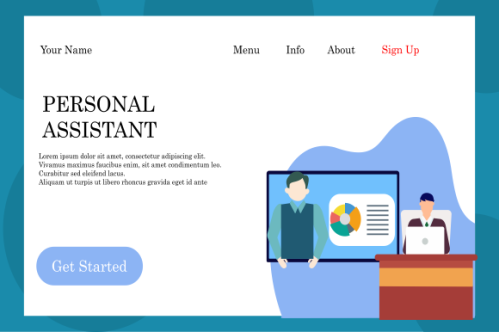 Online customer support, personal AI virtual assistant, internet IVR chat bot landing page concepts 
