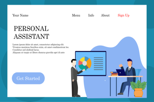 Online customer support, personal AI virtual assistant, internet IVR chat bot landing page concepts 