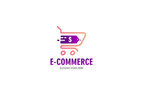 Gradient e-commerce logo. Online shop logo