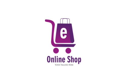Gradient e-commerce logo. Online shop logo