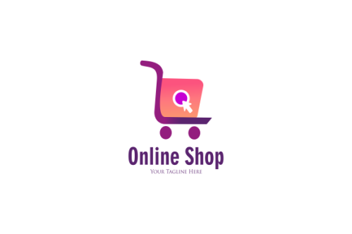 Gradient e-commerce logo. Online shop logo