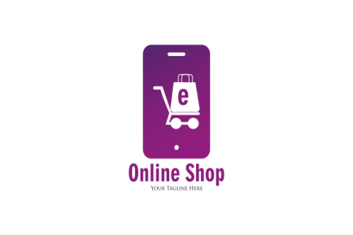 Gradient e-commerce logo. Online shop logo