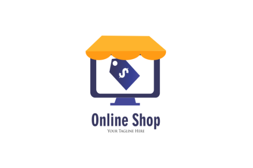 Gradient e-commerce logo. Online shop logo