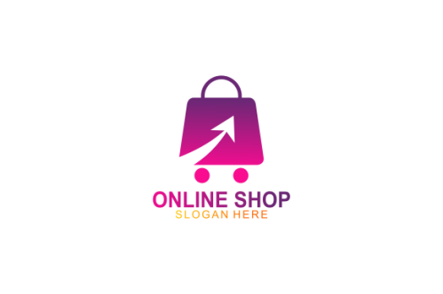 Gradient e-commerce logo. Online shop logo