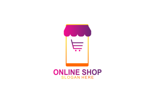 Gradient e-commerce logo. Online shop logo