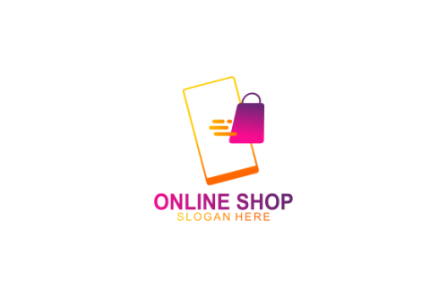 Gradient e-commerce logo. Online shop logo