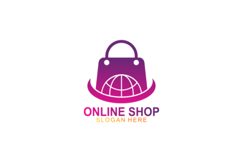 Gradient e-commerce logo. Online shop logo