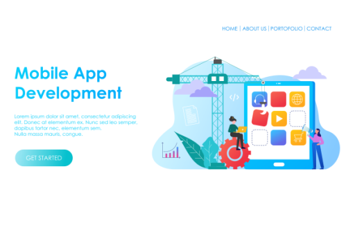 Mobile app development landing page website