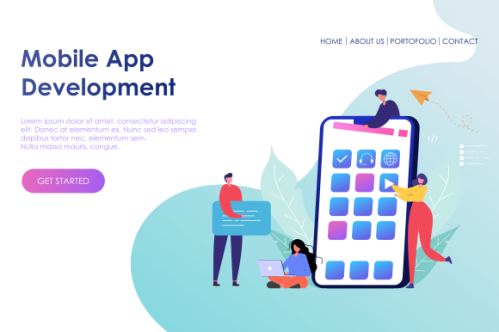 Mobile app development landing page website
