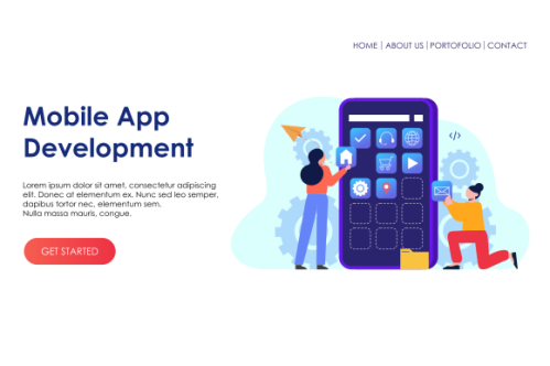 Mobile app development landing page website