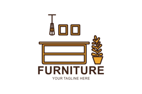 Interior minimalist room, gallery furniture logo design vector